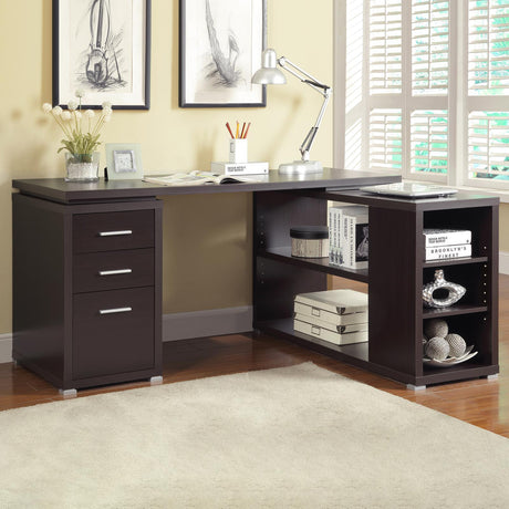 Yvette Warm Cappucino L-shape Office Desk - Ella Furniture
