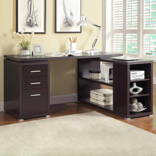 Yvette Warm Cappucino L-shape Office Desk - Ella Furniture
