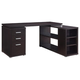 Yvette Warm Cappucino L-shape Office Desk - Ella Furniture