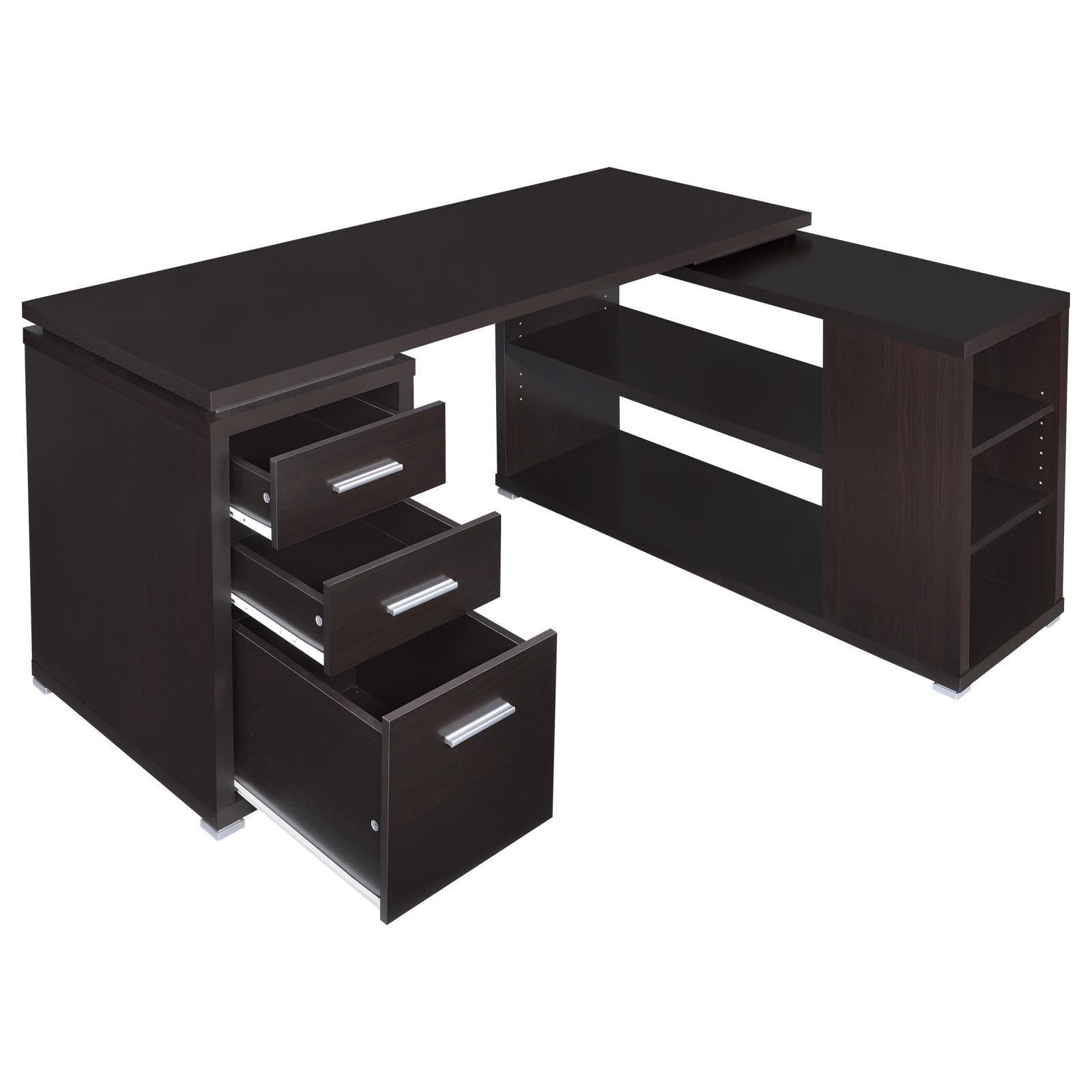 Yvette Warm Cappucino L-shape Office Desk - Ella Furniture