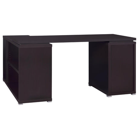 Yvette Warm Cappucino L-shape Office Desk - Ella Furniture