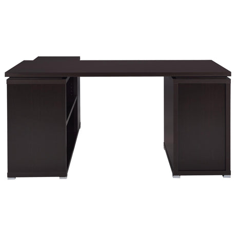 Yvette Warm Cappucino L-shape Office Desk - Ella Furniture