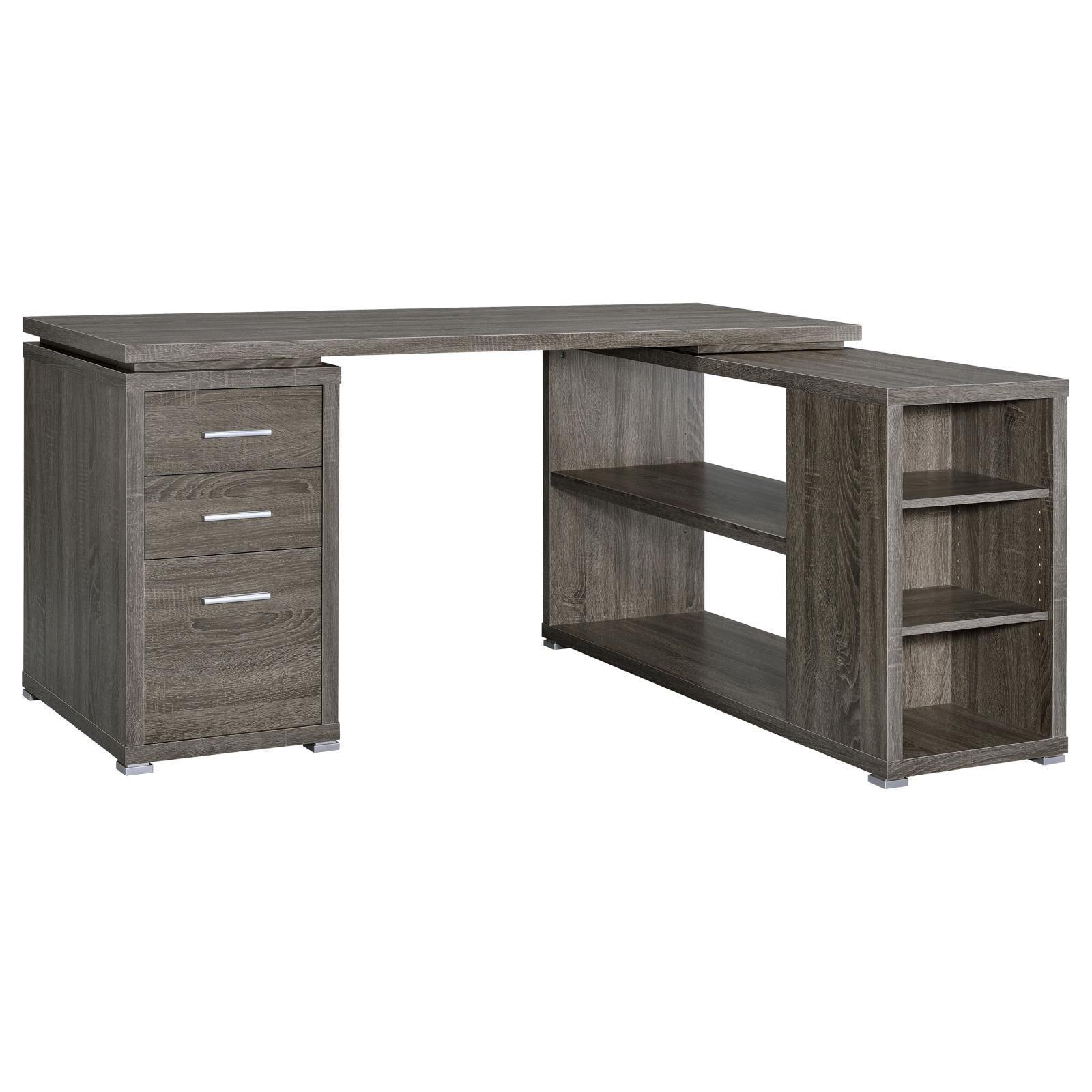 Yvette Natural Grey L-shape Office Desk - Ella Furniture