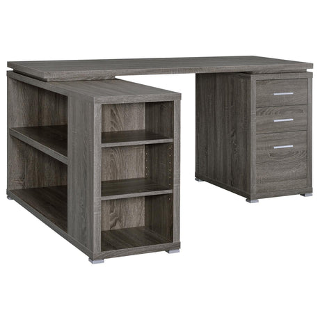 Yvette Natural Grey L-shape Office Desk - Ella Furniture