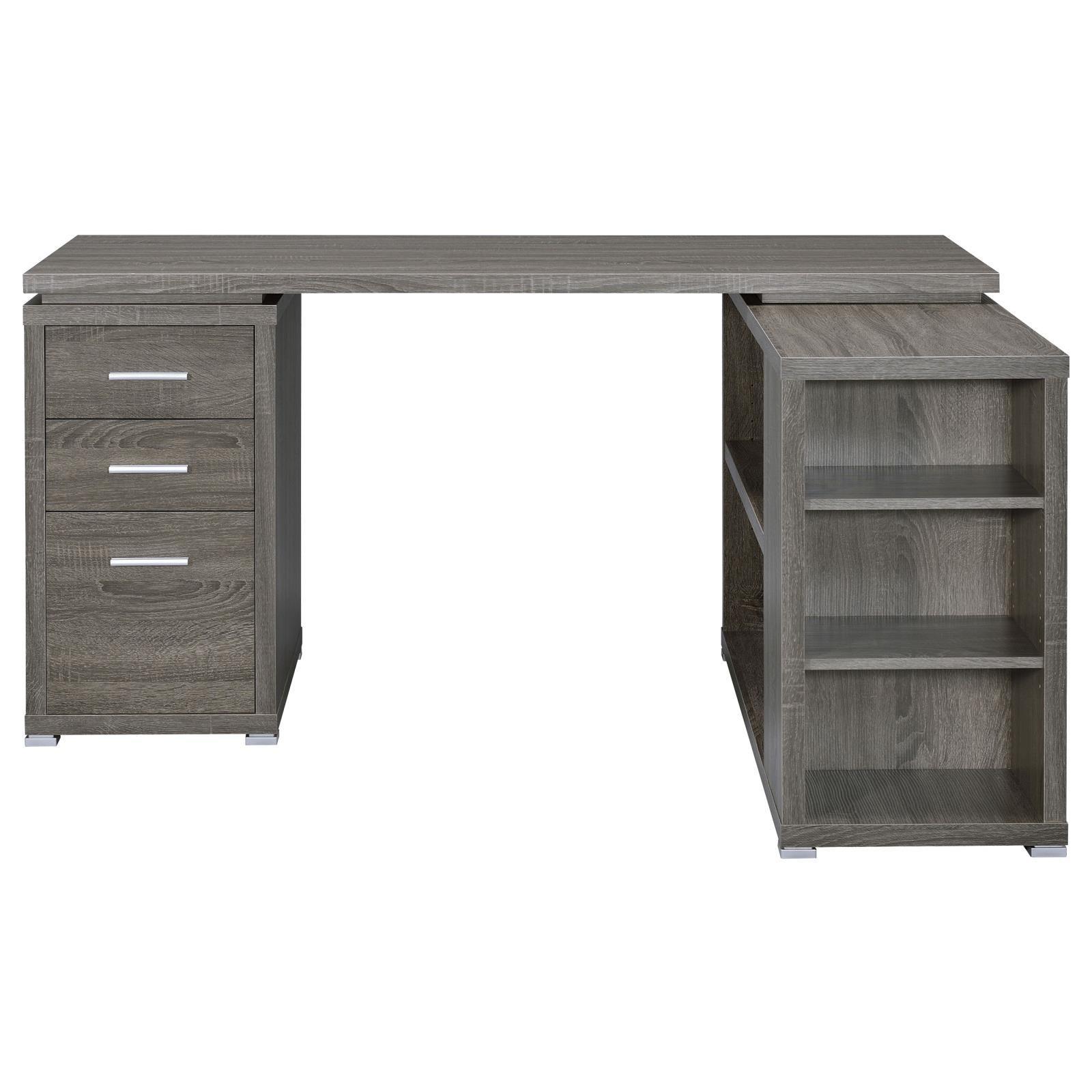 Yvette Natural Grey L-shape Office Desk - Ella Furniture