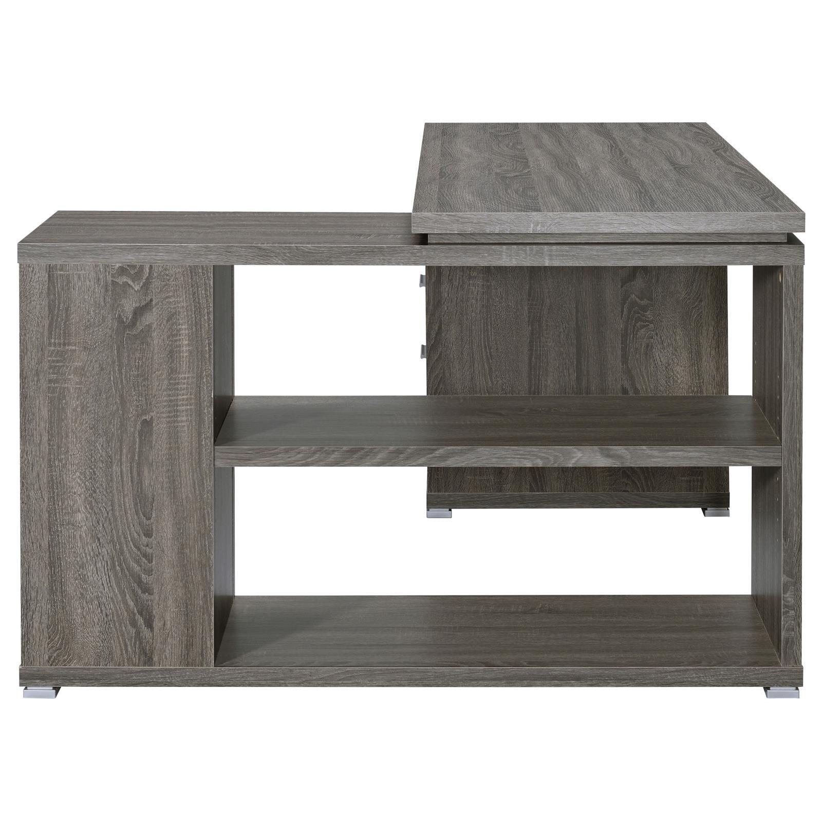 Yvette Natural Grey L-shape Office Desk - Ella Furniture