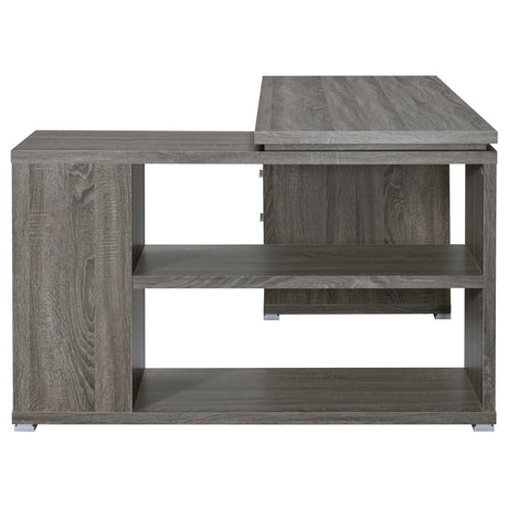 Yvette Natural Grey L-shape Office Desk - Ella Furniture