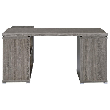 Yvette Natural Grey L-shape Office Desk - Ella Furniture