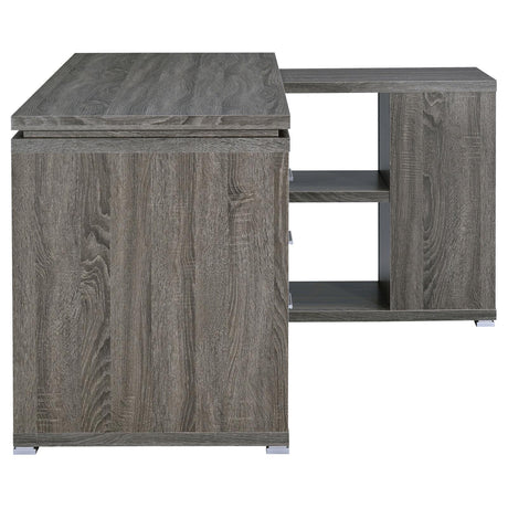 Yvette Natural Grey L-shape Office Desk - Ella Furniture