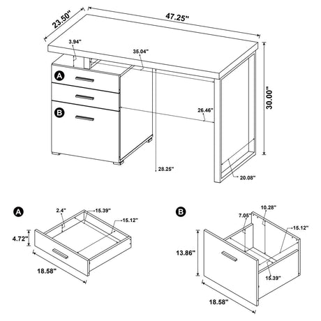 Brennan Cappucino Desk Office Desk - Ella Furniture
