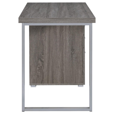 Brennan Light Grey Driftwood Desk Office Desk - Ella Furniture