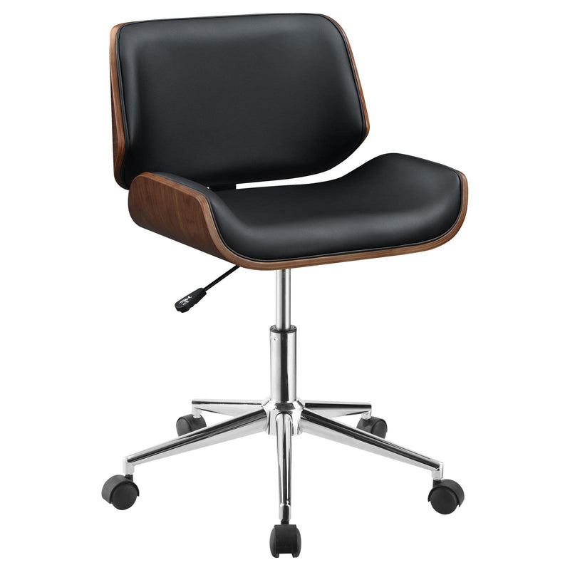 Black Upholstered With Walnut And Chrome Office Chair 800612 - Ella Furniture