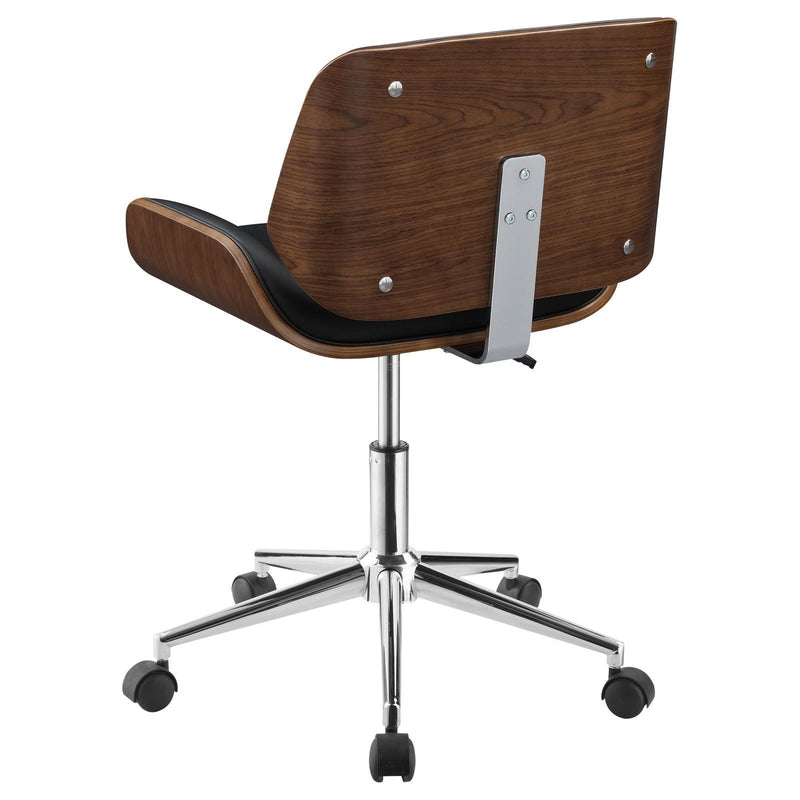 Black Upholstered With Walnut And Chrome Office Chair 800612 - Ella Furniture