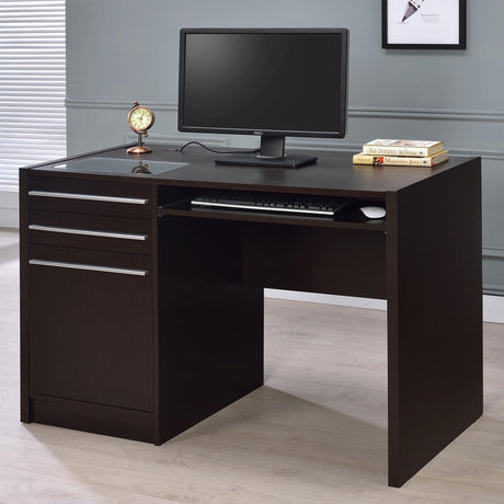 Halston Deep Cappucino Desk Connect-it Desk - Ella Furniture
