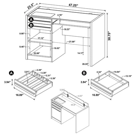 Halston Deep Cappucino Desk Connect-it Desk - Ella Furniture