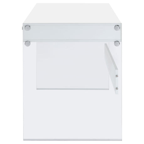 Dobrev Glossy White Writing Desk - Ella Furniture