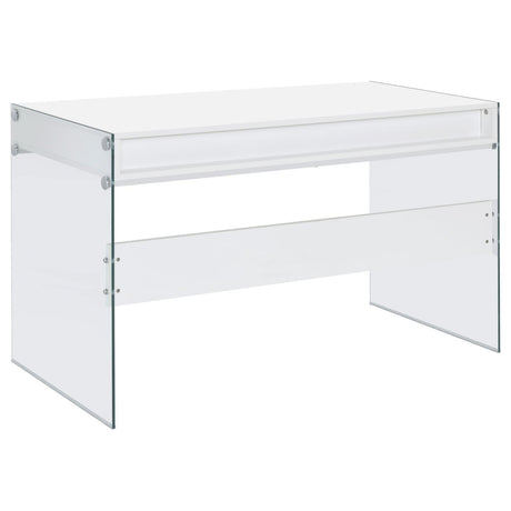 Dobrev Glossy White Writing Desk - Ella Furniture