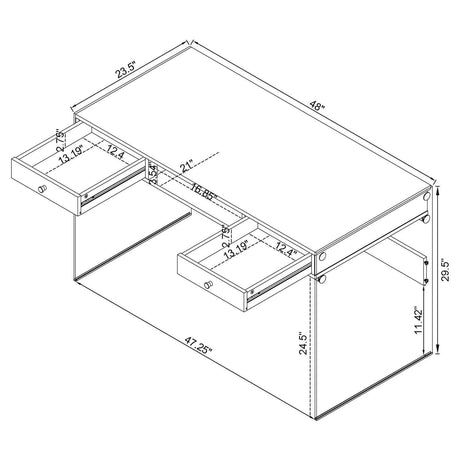 Dobrev Glossy White Writing Desk - Ella Furniture