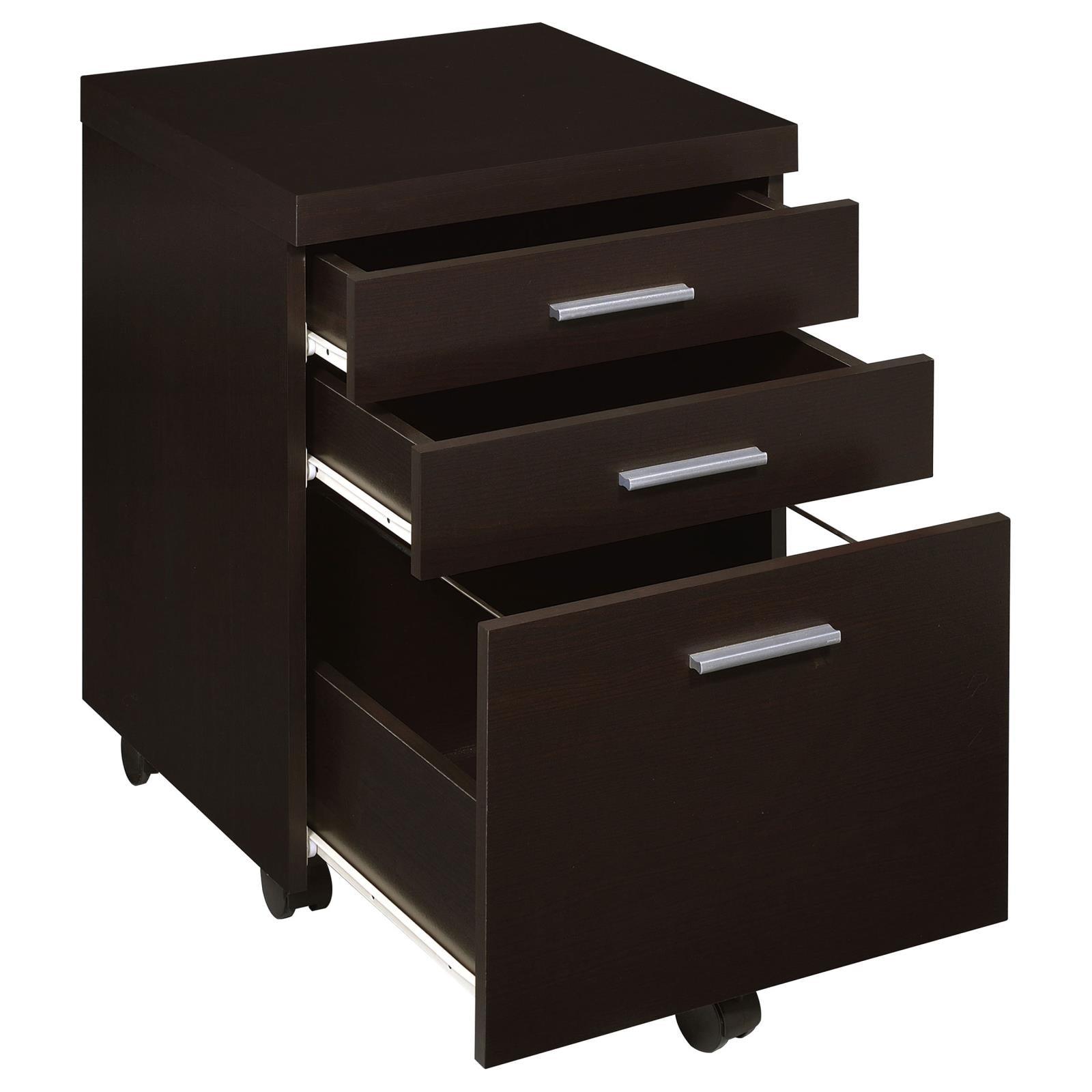 Skylar 3-Drawer Mobile File Cabinet Cappuccino - Ella Furniture