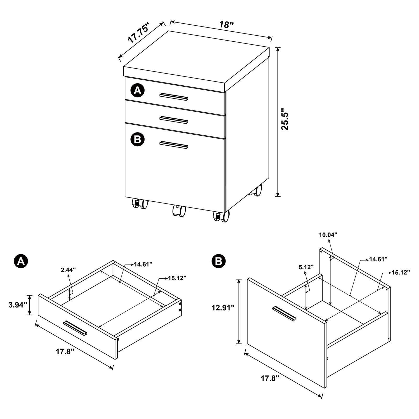 Skylar 3-Drawer Mobile File Cabinet Cappuccino - Ella Furniture