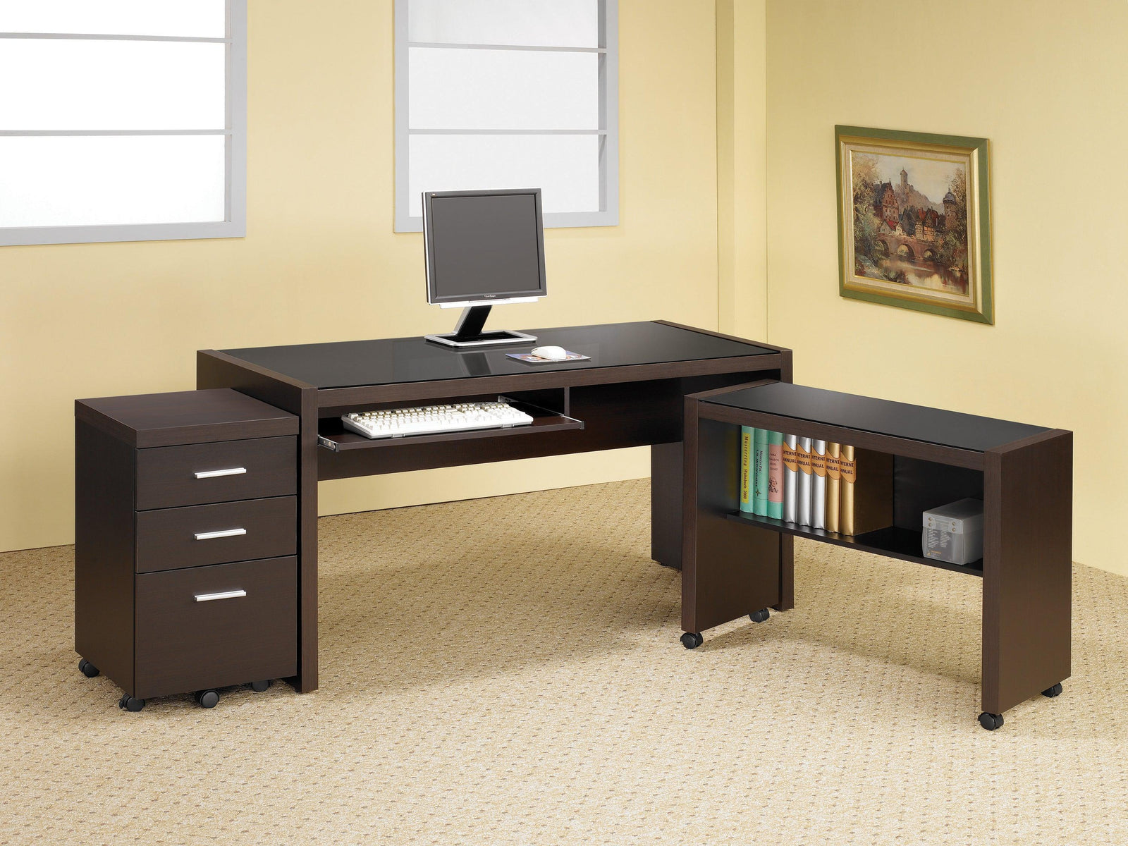 Skeena Mobile Return With Casters Cappuccino - Ella Furniture