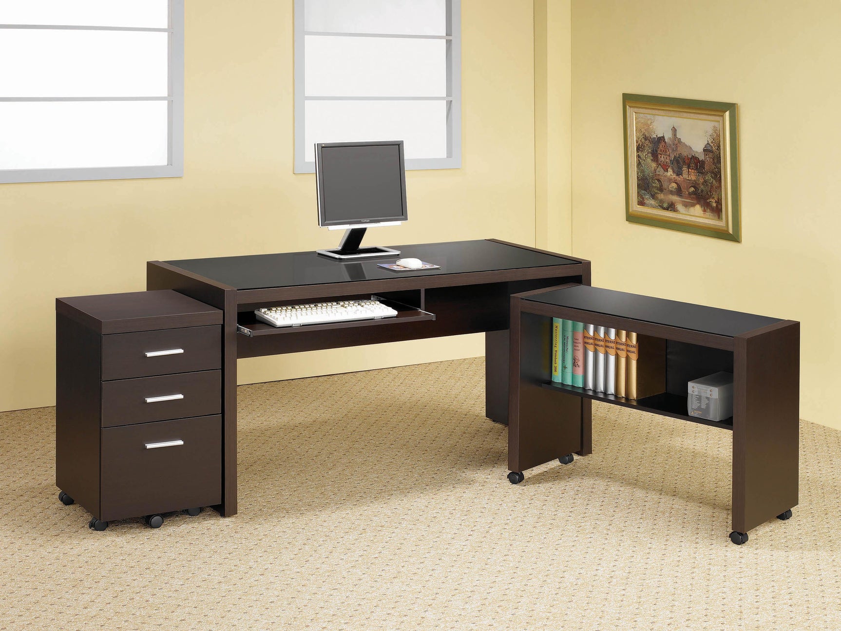 Skeena 3-Drawer Mobile Storage Cabinet Cappuccino - Ella Furniture