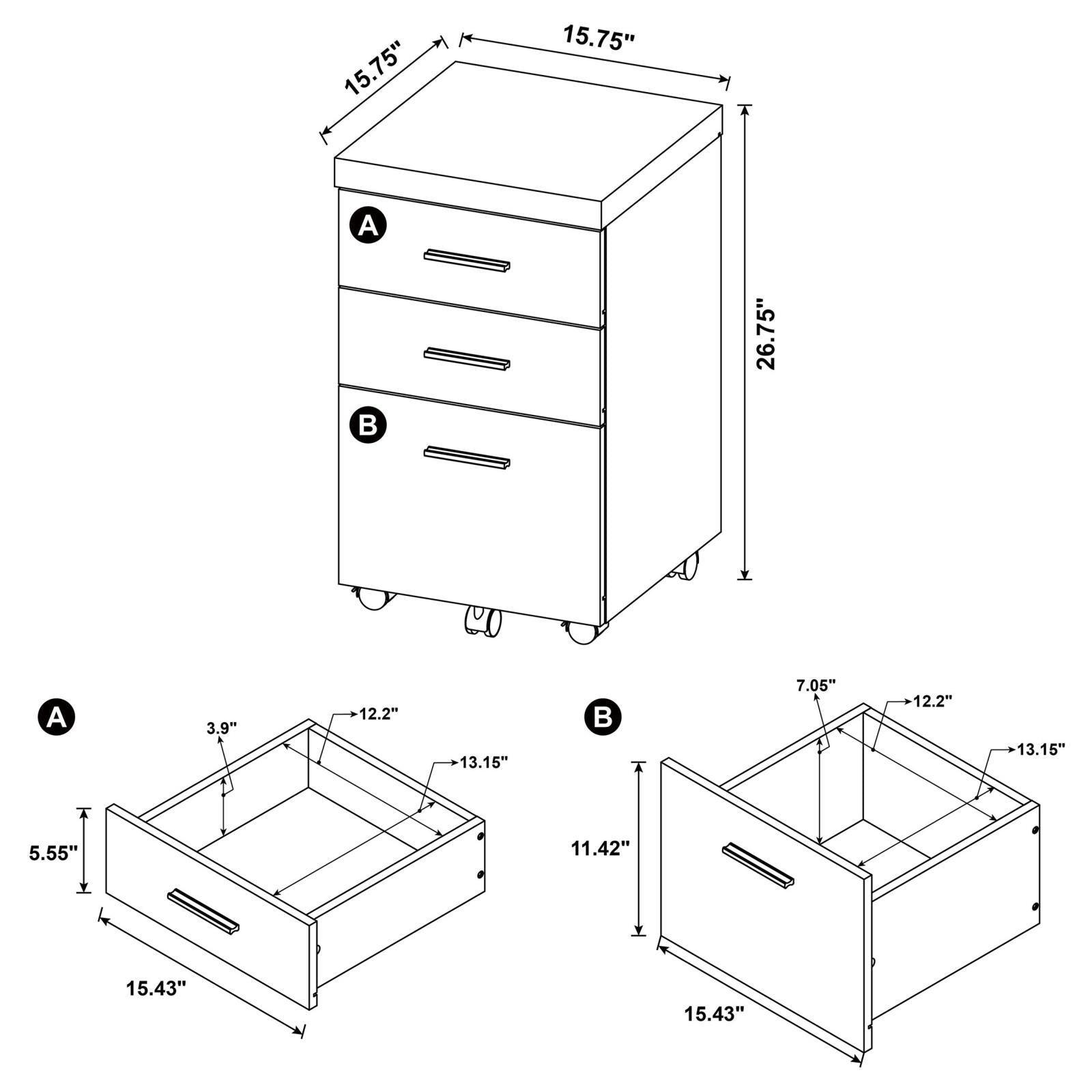 Skeena 3-Drawer Mobile Storage Cabinet Cappuccino - Ella Furniture
