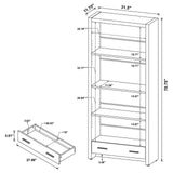 Skylar 5-Shelf Bookcase With Storage Drawer Cappuccino - Ella Furniture