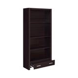 Skylar 5-Shelf Bookcase With Storage Drawer Cappuccino - Ella Furniture