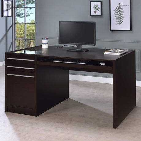 Halston 3-Drawer Connect-it Office Desk Cappuccino 800982 [ETA: 5/11/2023] - Ella Furniture