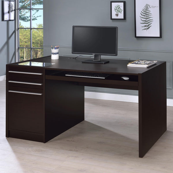 Halston 3-Drawer Connect-it Office Desk Cappuccino 800982 [ETA: 5/11/2023] - Ella Furniture