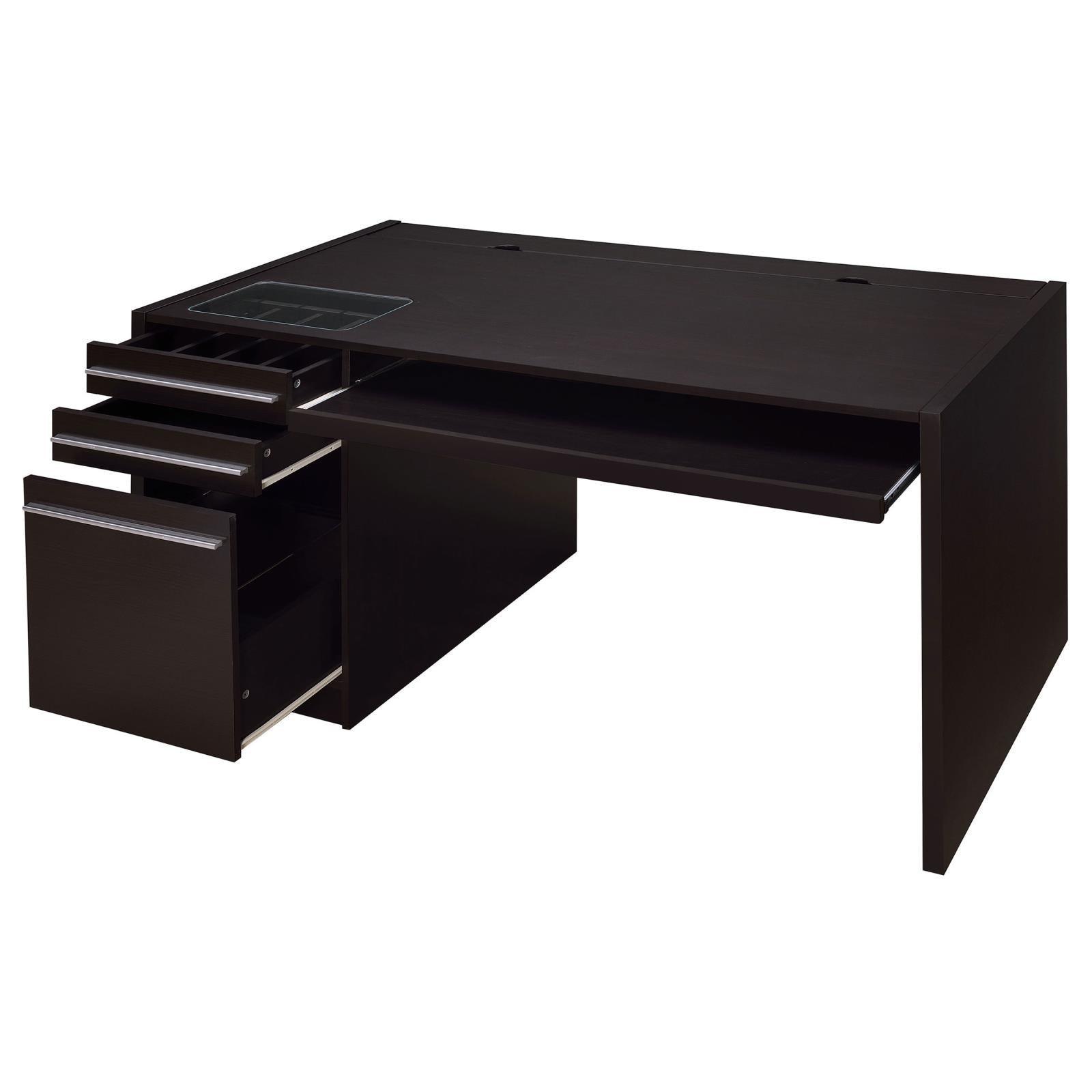 Halston 3-Drawer Connect-it Office Desk Cappuccino 800982 [ETA: 5/11/2023] - Ella Furniture
