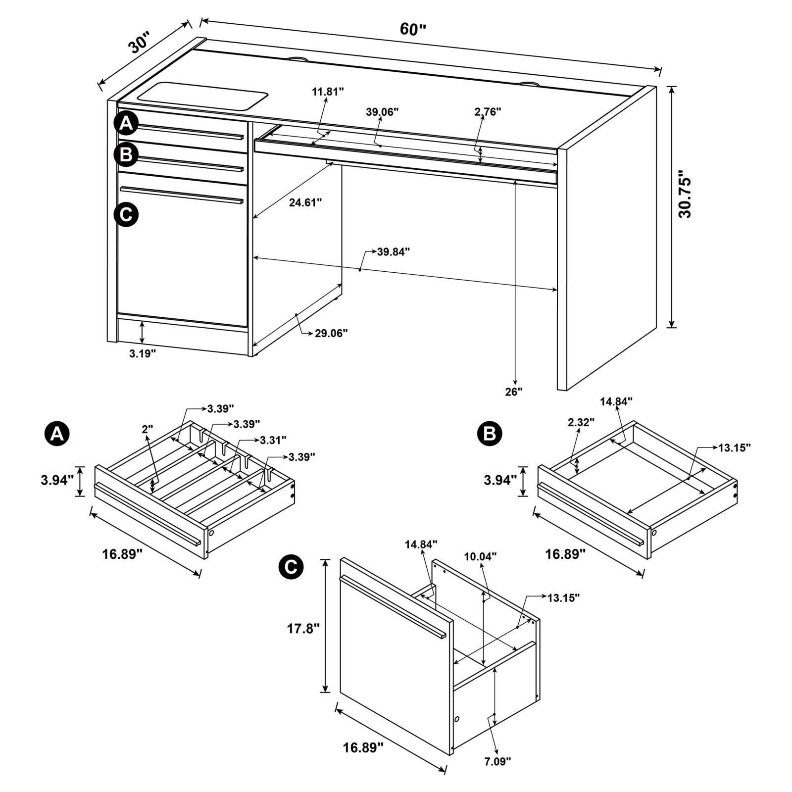 Halston 3-Drawer Connect-it Office Desk Cappuccino 800982 [ETA: 5/11/2023] - Ella Furniture