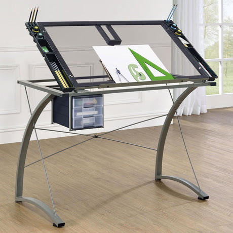 Melo Champagne Drafting Desk - Ella Furniture