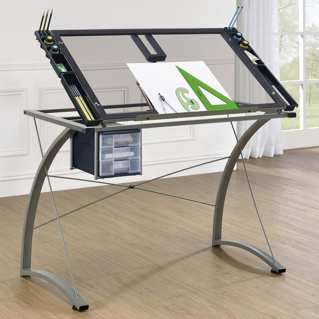 Melo Champagne Drafting Desk - Ella Furniture