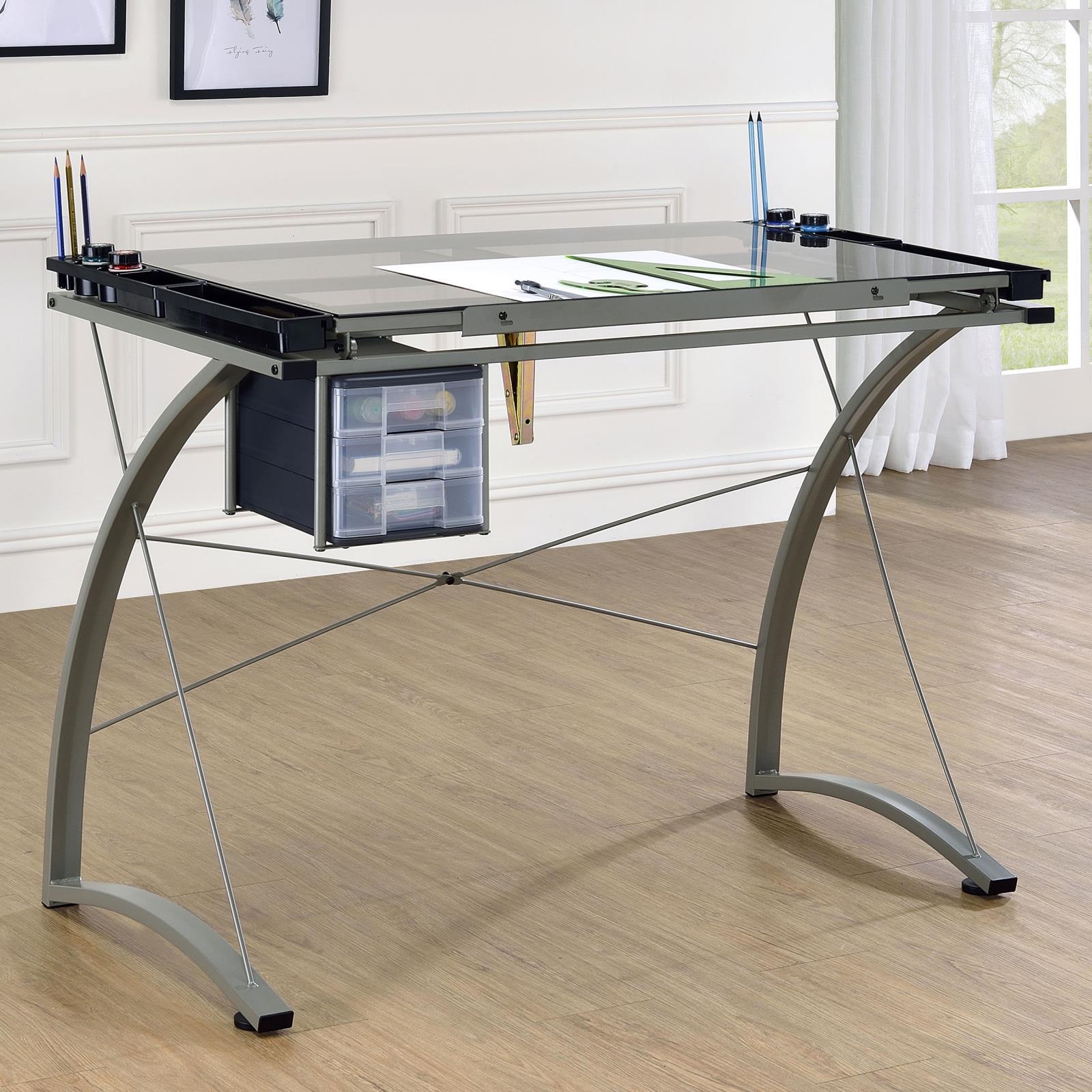 Melo Champagne Drafting Desk - Ella Furniture