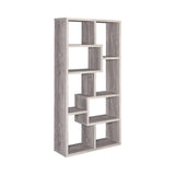 Theo 10-Shelf Bookcase Weathered Grey - Ella Furniture