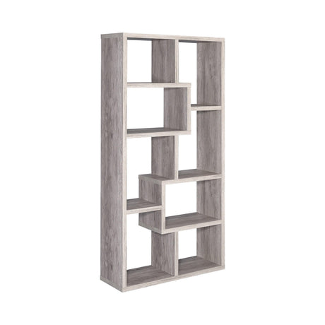 Theo 10-Shelf Bookcase Weathered Grey - Ella Furniture