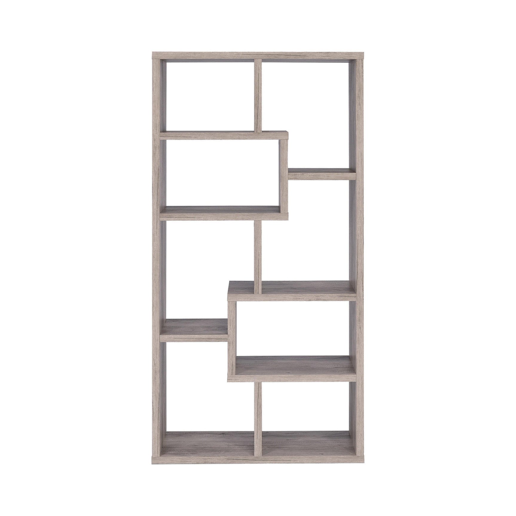 Theo 10-Shelf Bookcase Grey Driftwood - Ella Furniture