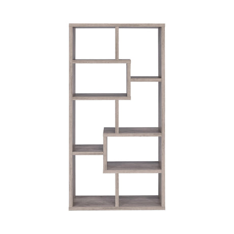 Theo 10-Shelf Bookcase Grey Driftwood - Ella Furniture