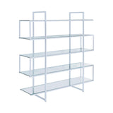 5-Shelf Bookcase Chrome And Clear - Ella Furniture
