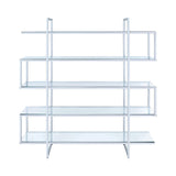 5-Shelf Bookcase Chrome And Clear - Ella Furniture