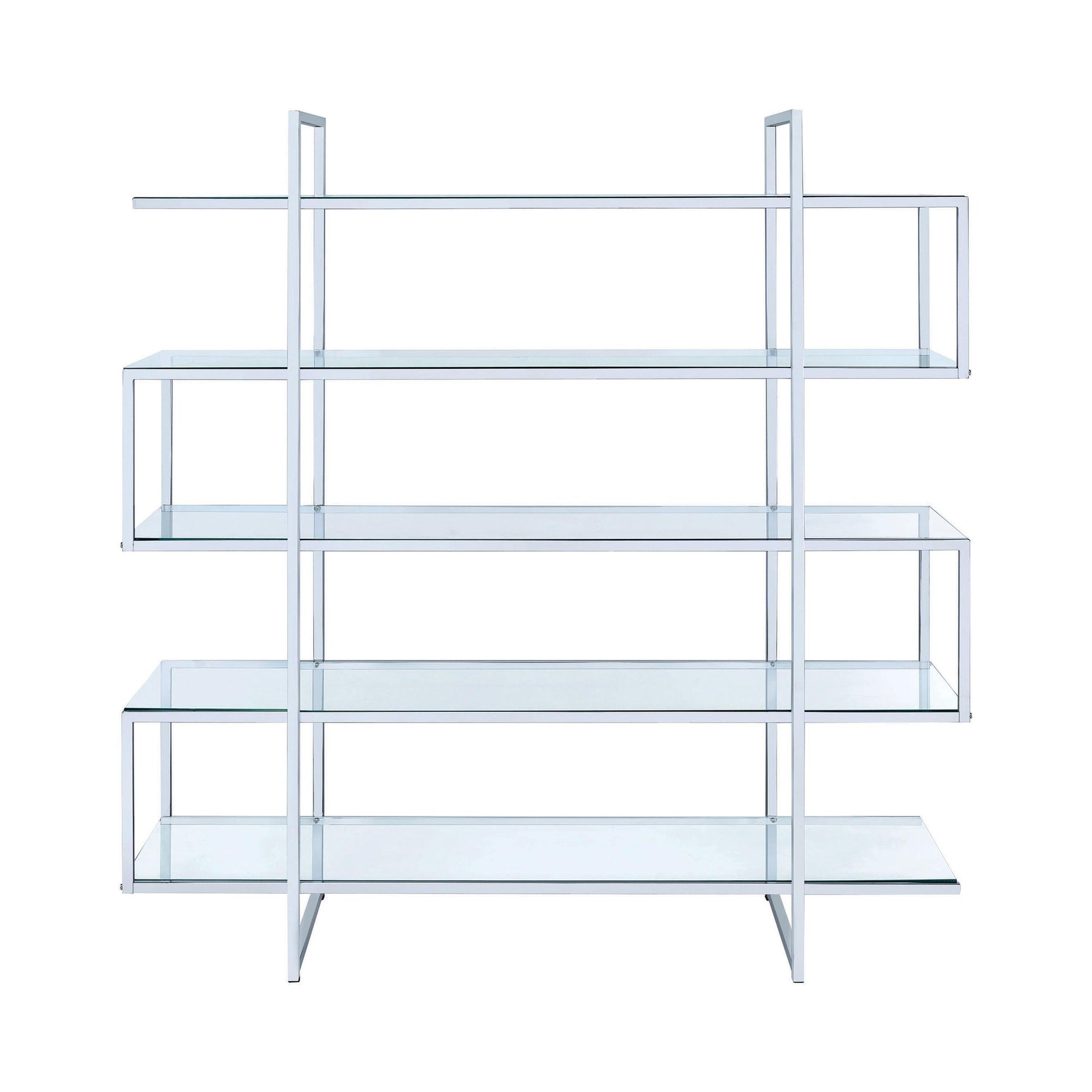 5-Shelf Bookcase Chrome And Clear - Ella Furniture