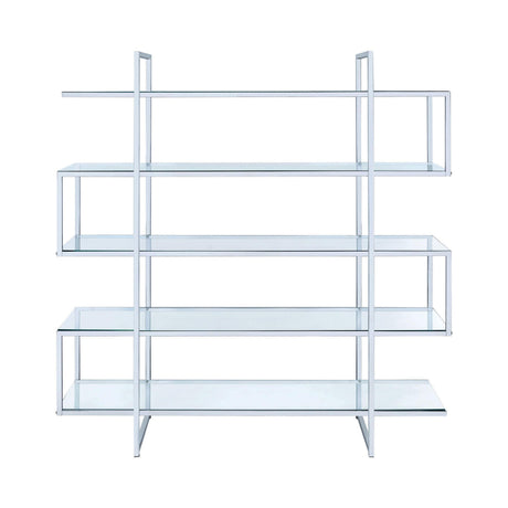 5-Shelf Bookcase Chrome And Clear - Ella Furniture