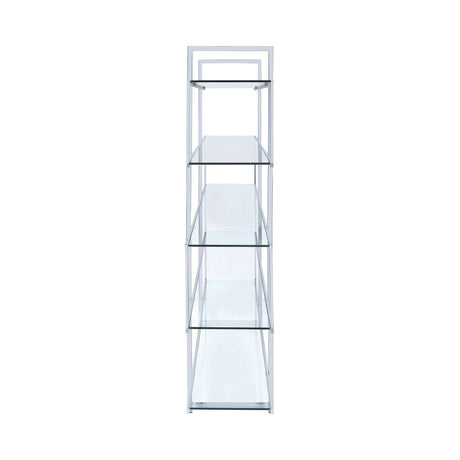 5-Shelf Bookcase Chrome And Clear - Ella Furniture