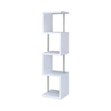 Baxter 4-Shelf Bookcase White And Chrome - Ella Furniture