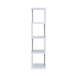 Baxter 4-Shelf Bookcase White And Chrome - Ella Furniture