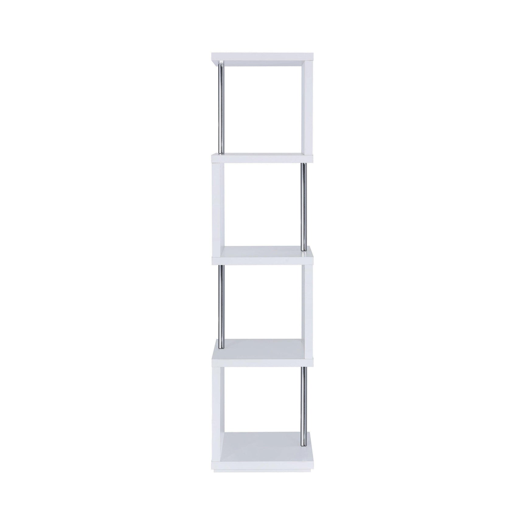 Baxter 4-Shelf Bookcase White And Chrome - Ella Furniture