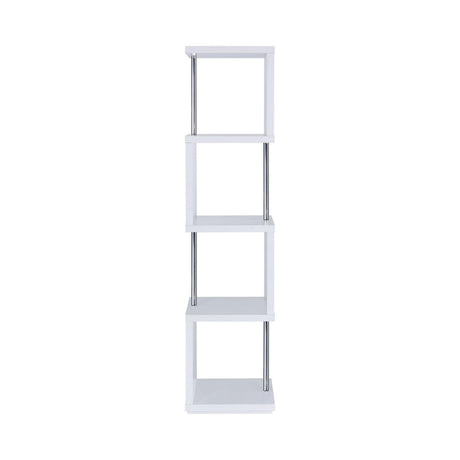 Baxter 4-Shelf Bookcase White And Chrome - Ella Furniture