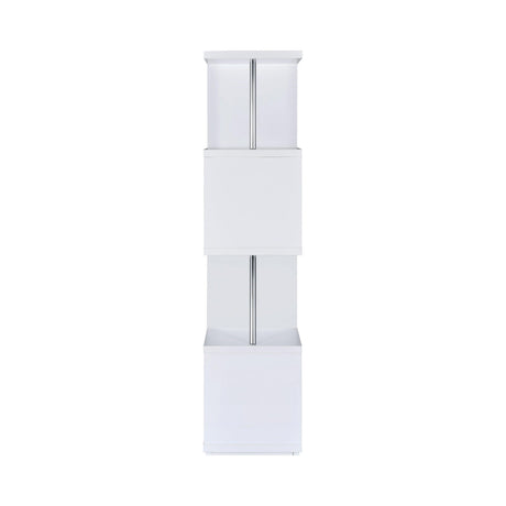 Baxter 4-Shelf Bookcase White And Chrome - Ella Furniture